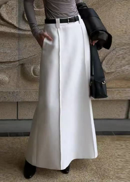 Simple White High Waist Spandex Skirts Spring