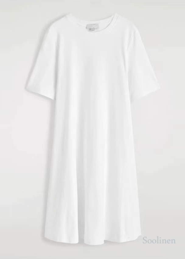 Simple White Oversized Cotton Day Dresses Summer