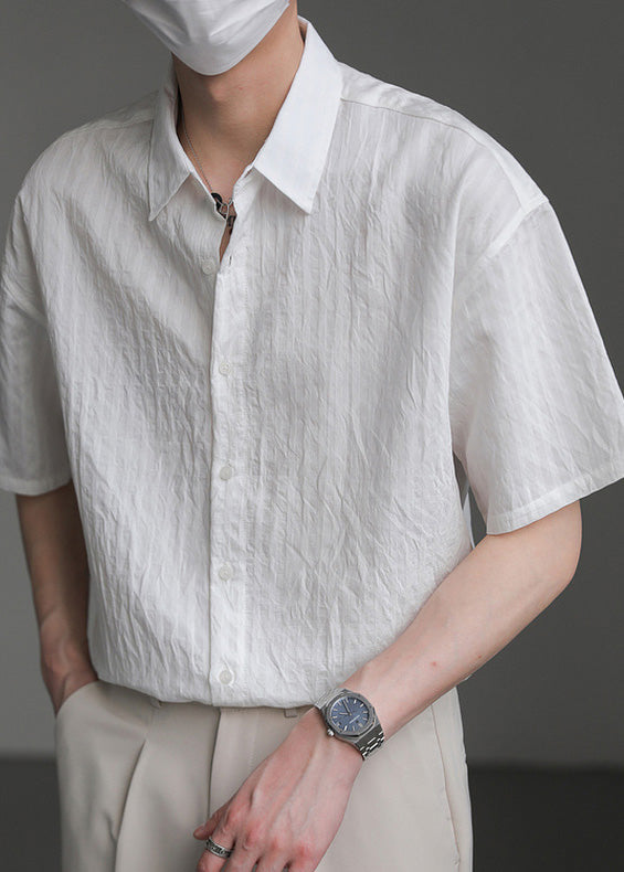 Simple White Peter Pan Collar Cotton Clothing Summer