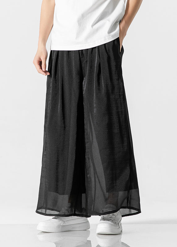 Simple White Pockets Ice Silk Pants Clothing Summer
