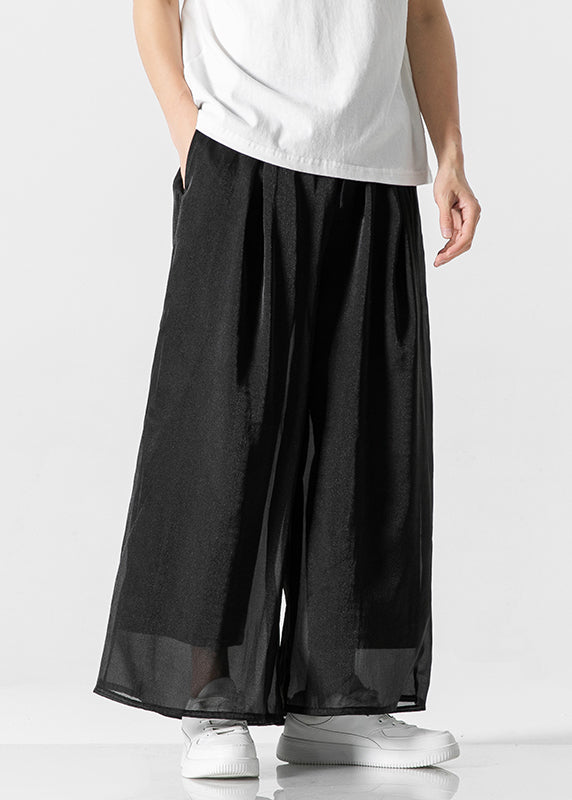 Simple White Pockets Ice Silk Pants Clothing Summer