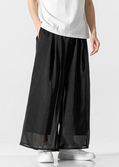 Simple White Pockets Ice Silk Pants Clothing Summer