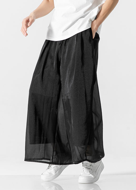 Simple White Pockets Ice Silk Pants Clothing Summer