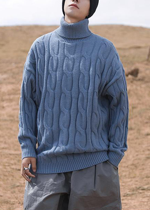 Simple White Turtleneck Knit Sweater Winter