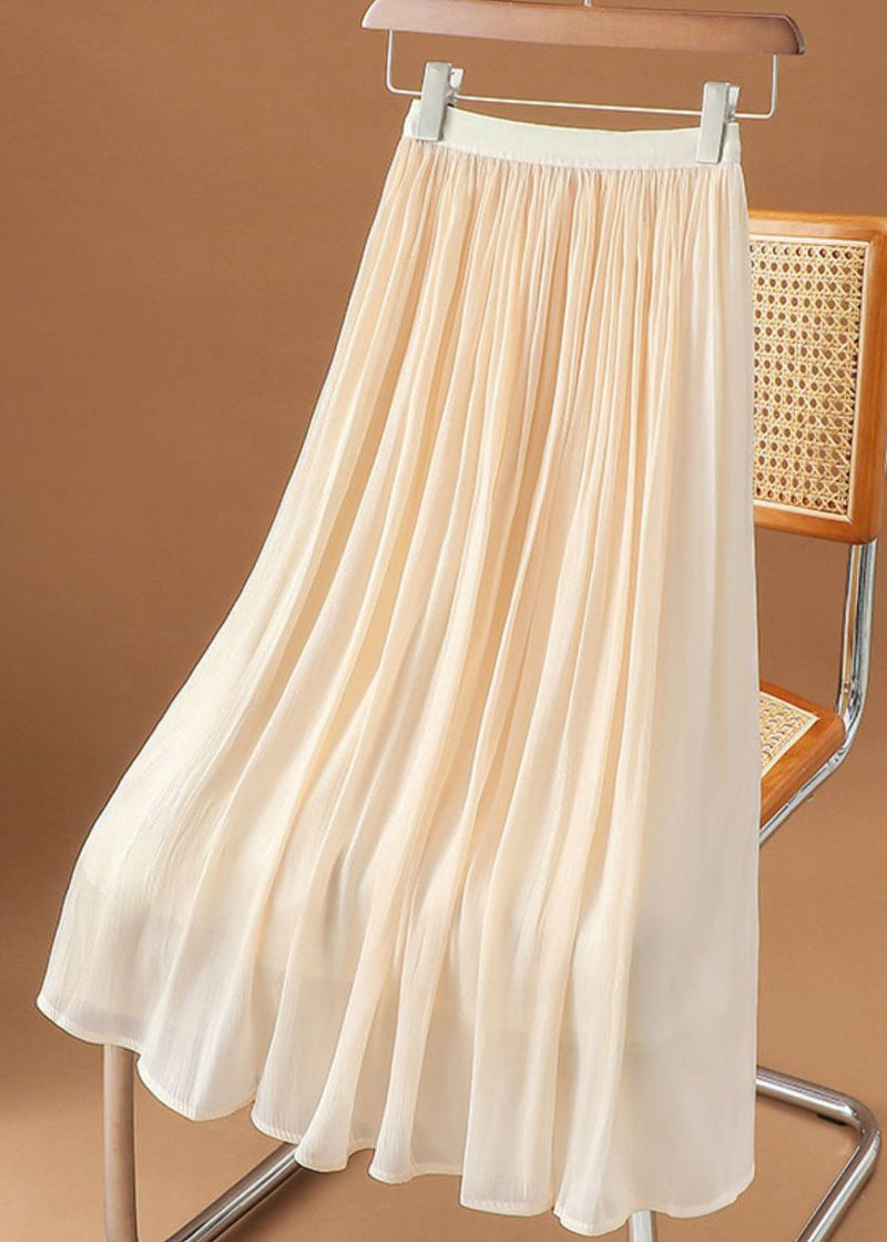 Simple White Wrinkled Chiffon Skirt Summer