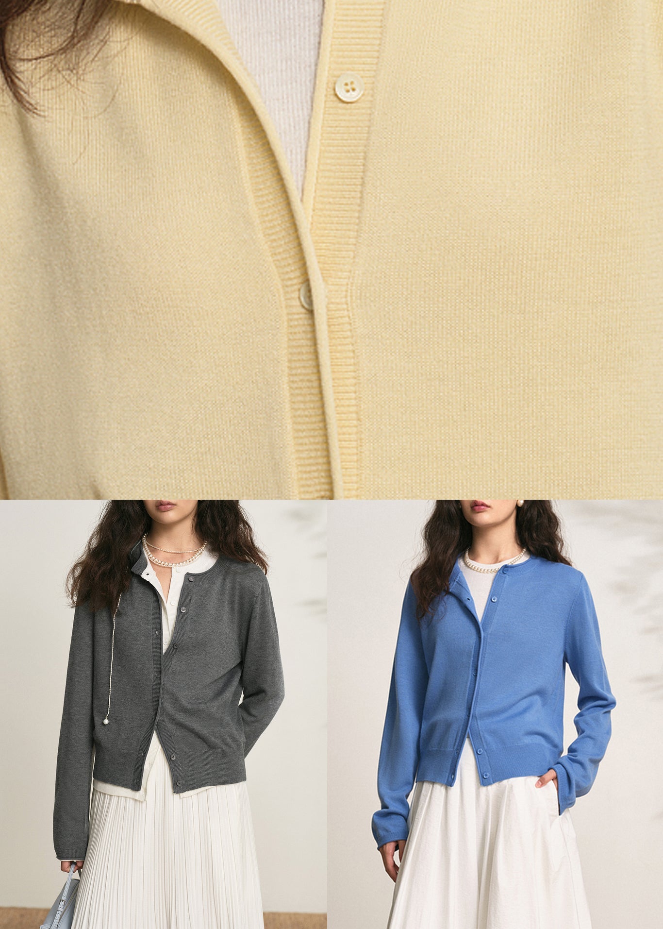 Simple Yellow Button Cozy Knit Cardigans Long Sleeve