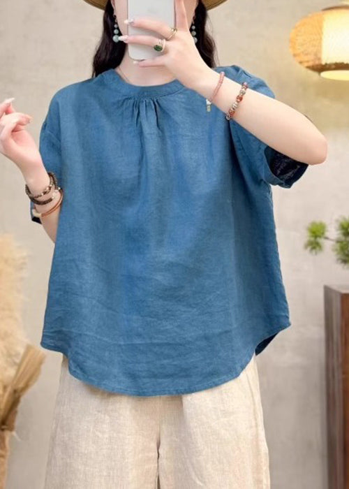 Simple Yellow O Neck Cotton Shirt Summer