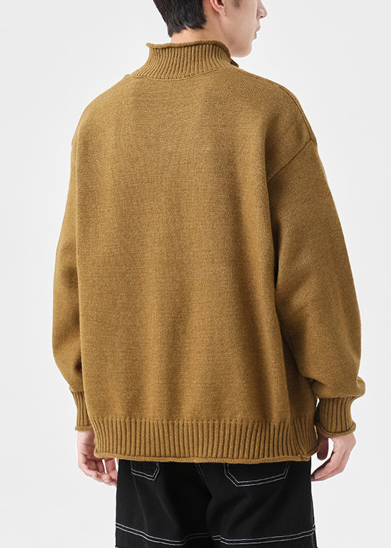 Simple Yellow Zip Up Knit Cardigans Spring