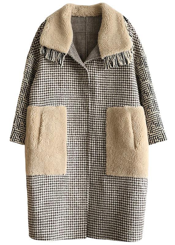Simple Big Pockets Patchwork Box Coat Plaid Daily Outwears
