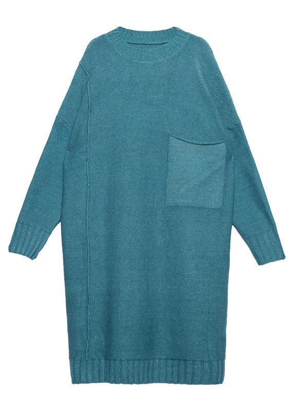Simple Big Pockets Sweater Fall Dress Diy Black Tejidos Knitted Dress