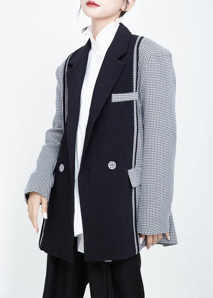 Simple Black Clothes for Wardrobes Lapel Collar Patchwork Outwear