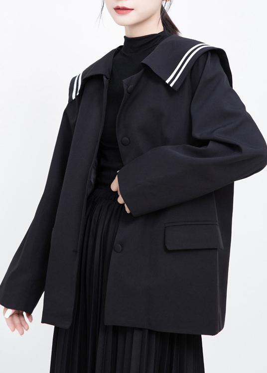 Simple Black Fine Clothes for Shape Sailor Collar Outwears