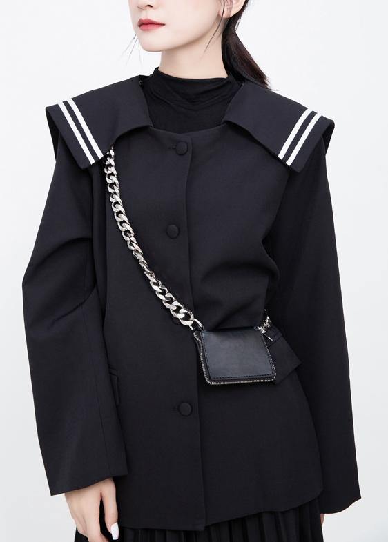 Simple Black Fine Clothes for Shape Sailor Collar Outwears