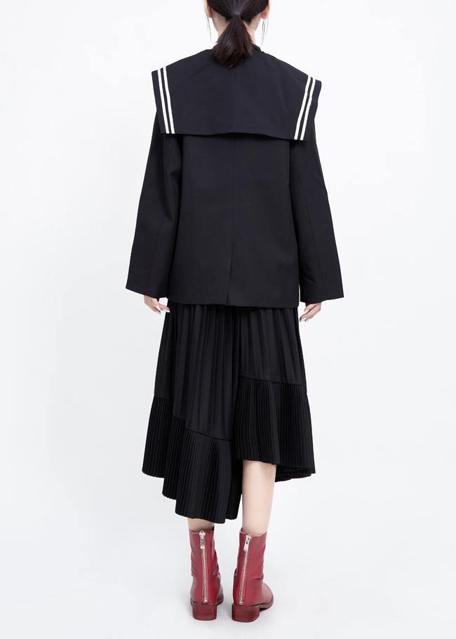 Simple Black Fine Clothes for Shape Sailor Collar Outwears