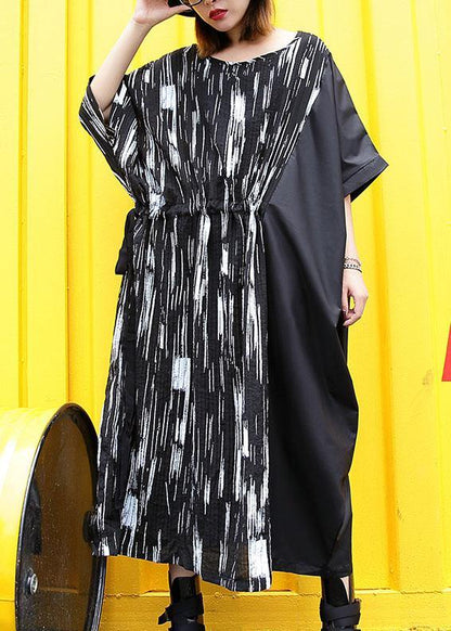 Simple Black Cotton Clothes for Patchwork Long Summer Dress