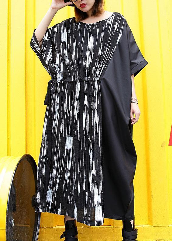 Simple Black Cotton Clothes for Patchwork Long Summer Dress