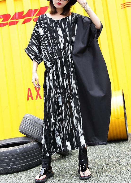 Simple Black Cotton Clothes for Patchwork Long Summer Dress