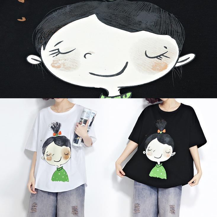 Simple Black Cotton Clothes for Fine Sleeve O Neck Short Sleeve Short Summer Shirt