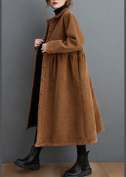 Simple Brown Coats Pattern Thick Cinched Coats