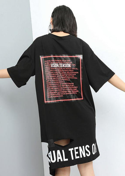 Simple Cotton Outfit Fine Summer Round Neck Printed Irregular Dress