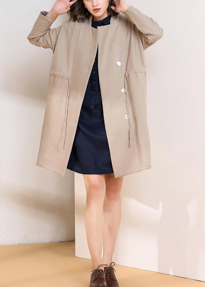 Simple Drawstring Spring Maxi Coat Nude Clothing Coats