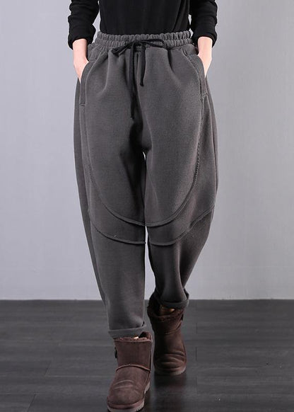 Simple Gray Pants Clothing Elastic Waist Drawstring Photography Trousers