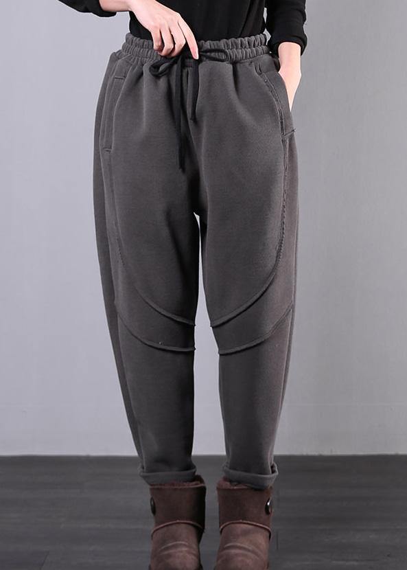 Simple Gray Pants Clothing Elastic Waist Drawstring Photography Trousers