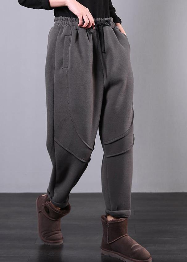 Simple Gray Pants Clothing Elastic Waist Drawstring Photography Trousers