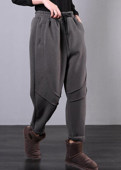Simple Gray Pants Clothing Elastic Waist Drawstring Photography Trousers