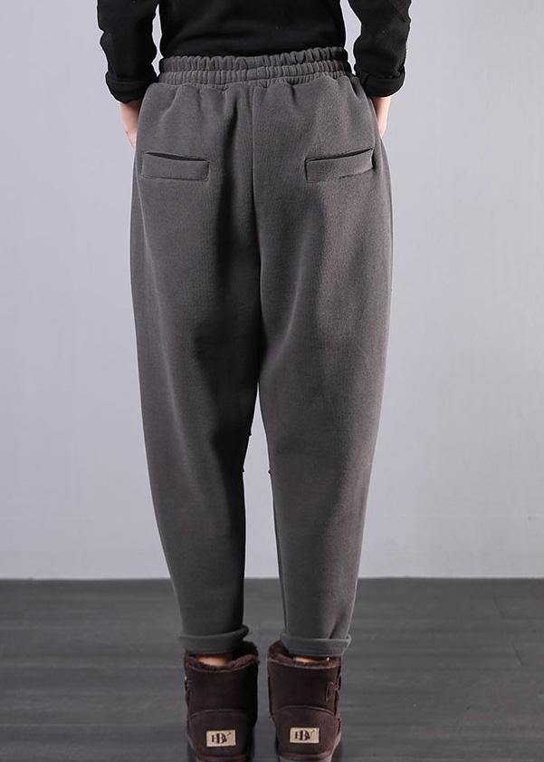 Simple Gray Pants Clothing Elastic Waist Drawstring Photography Trousers