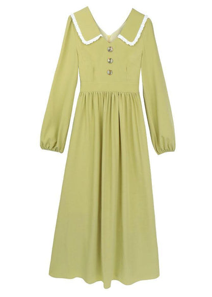 Simple Green Blended Wardrobes Peter Pan Collar Dresses Fall Dress