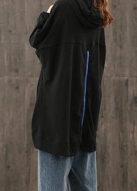 Simple hooded drawstring tunics for women Christmas Gifts black shirts
