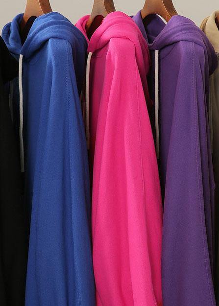 Simple hooded drawstring tunics for women Christmas Gifts black shirts