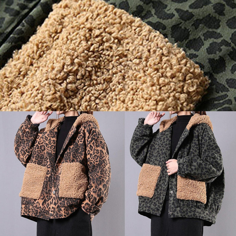 Simple Hooded Patchwork Fine Clothes for Army Green Daily Outwears