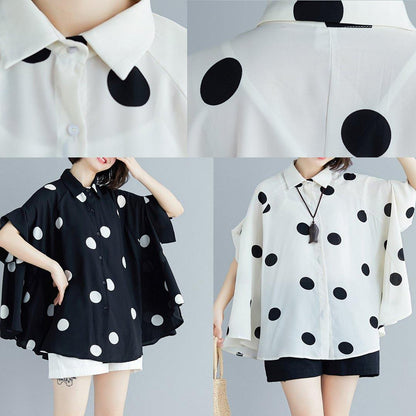 Simple Lapel Chiffon Kaftans Pakistani White Dotted Shirt Summer