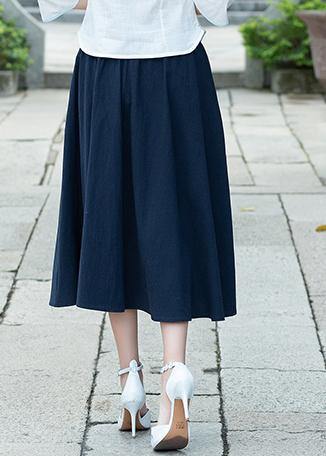 Simple Navy Cotton Skirt2025 Photography a Line Skirts Embroidery Dresses Summer Skirt