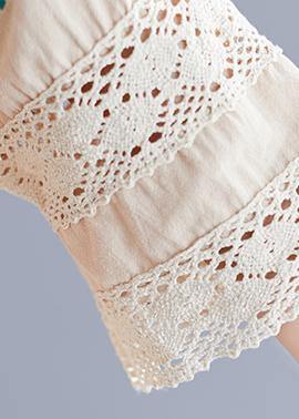 Simple Nude Embroidery Cotton Clothes O Neck Pockets Robes Summer Dress
