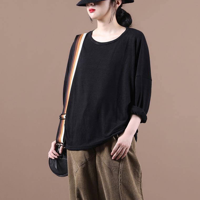 Simple o neck baggy fall clothes For Women Christmas Gifts black shirts