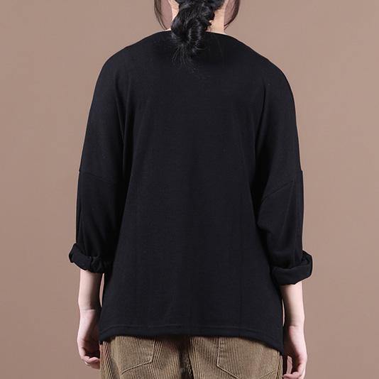 Simple o neck baggy fall clothes For Women Christmas Gifts black shirts
