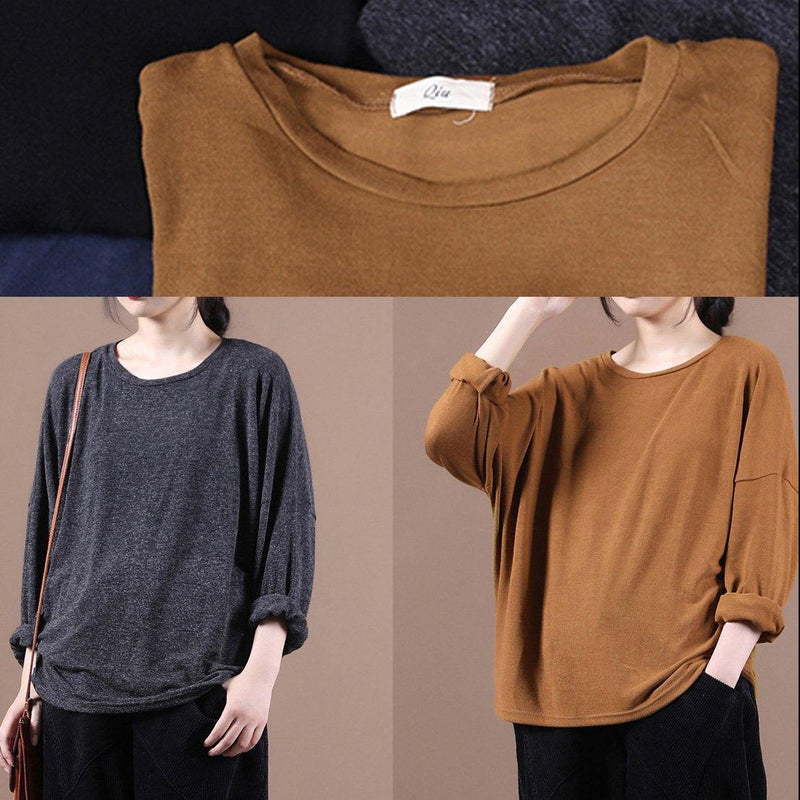 Simple O Neck Baggy Fall Clothes for Christmas Gifts Black Shirts