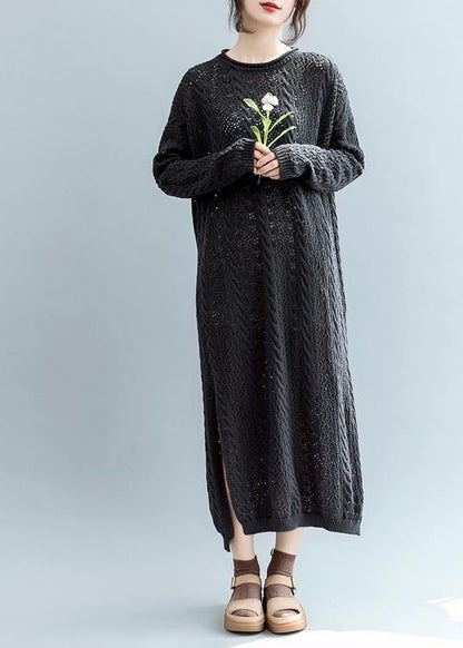 Simple O Neck Hollow Out Sweater Weather Design Black Tejidos Knitwear
