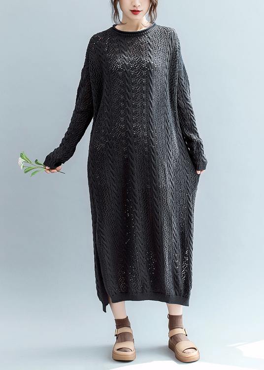 Simple O Neck Hollow Out Sweater Weather Design Black Tejidos Knitwear
