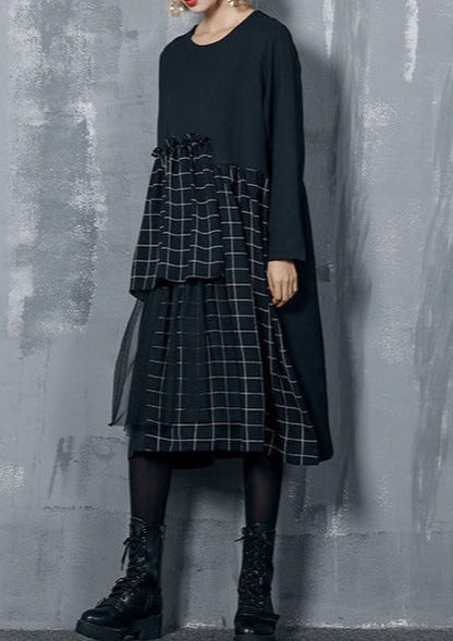 Simple Patchwork Dress for Indian Sewing Black Silk Cotton Dresses