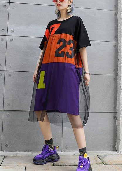 Simple Patchwork Tulle Cotton Dresses Pattern Black Dresses Summer