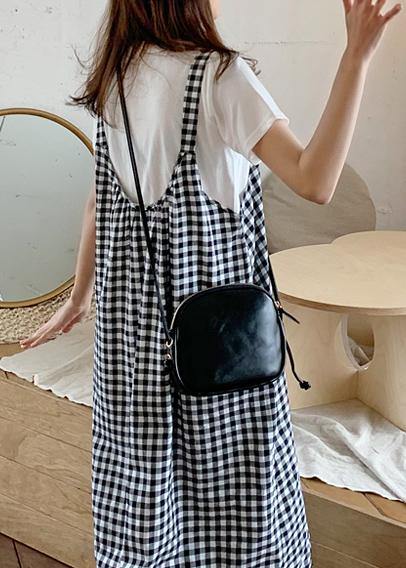 Simple Plaid Cotton Clothes for Spaghetti Strap Maxi Summer Dress