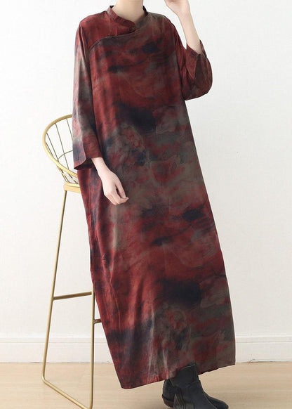 Simple Red Print Dress Omychic Online Shopping O Neck Baggy a Line Spring Dress