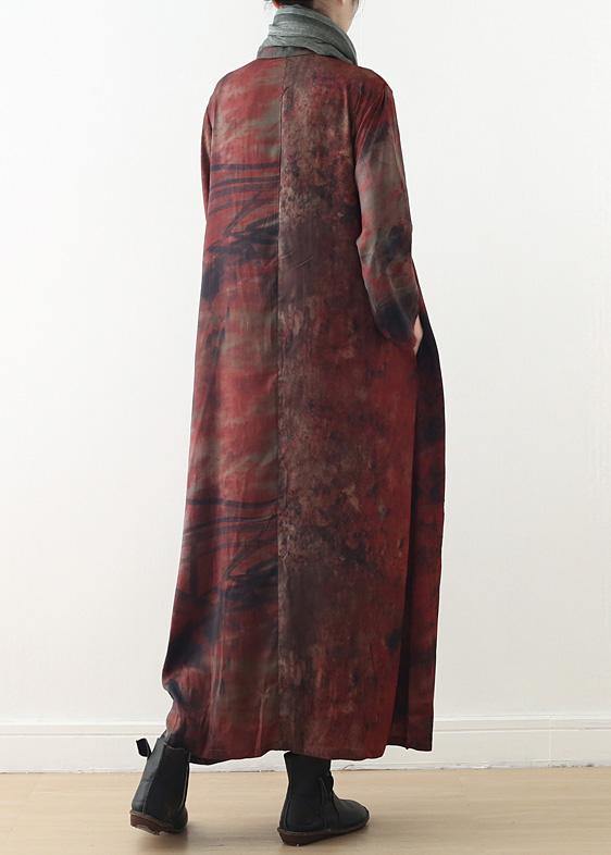 Simple Red Print Dress Omychic Online Shopping O Neck Baggy a Line Spring Dress