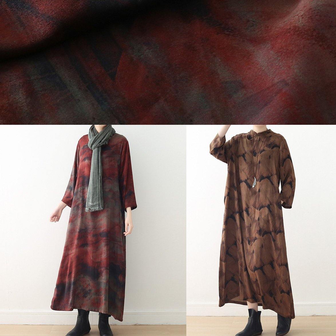 Simple Red Print Dress Omychic Online Shopping O Neck Baggy a Line Spring Dress