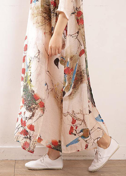 Simple Side Open Silk Tunic Photography Prints Long Dresses Summer