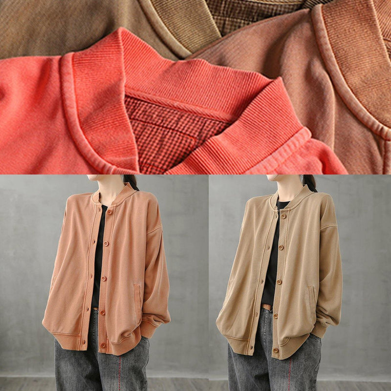 Simple Stand Collar Button Down Tops Blouses Work Outfits Red Top